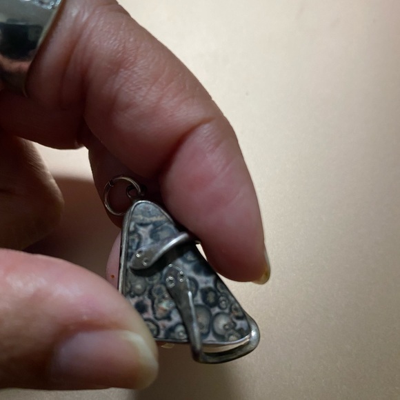 Solid Silver Gemstone with Snake Wrap Sterling Charm/Pendant 7.1g - Picture 4 of 8